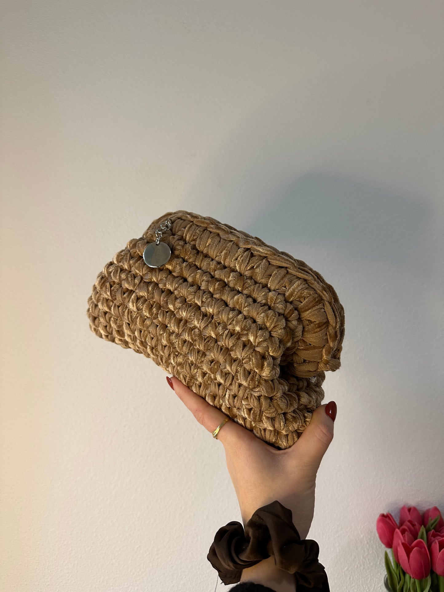 Clutch bag gold velvet
